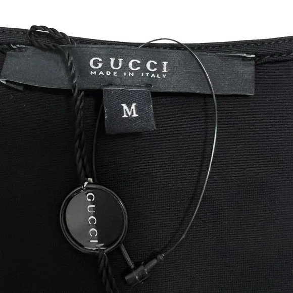 GUCCI Fitted Sleeveless V-neck Bamboo Belted Sheath Dress Black Luxury Size M - Picture 8 of 12